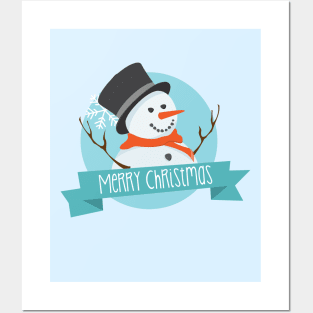 Merry Christmas Snowman Posters and Art